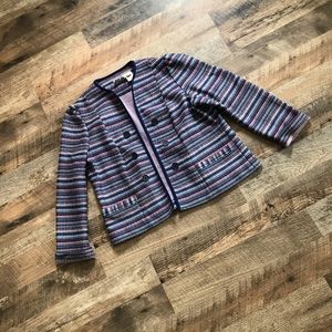 Vintage Marty Gutmacher Open Front Colorful Woven Blazer Size 18.5